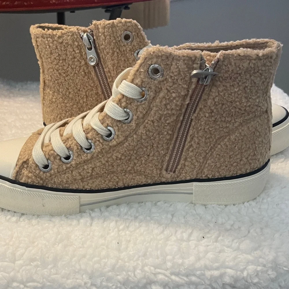 Women's Tan High-Top Sneakers - Picture 3 of 6